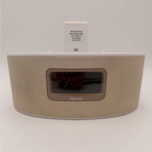 iHome Tan & White Speaker Dock / Alarm Clock